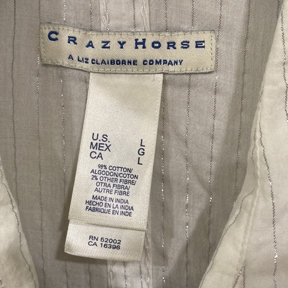Crazy Horse by Liz Claiborne white button down cotton blouse - Picture 4 of 10